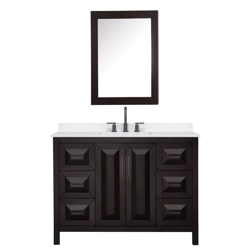 Daria 48'' W Vanity, Matte Black, Brown, White Quartz