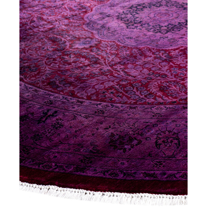 Overdyed Hand-Knotted Wool Modern-Contemporary Purple Area Rug 8' 4" x 8' 4"