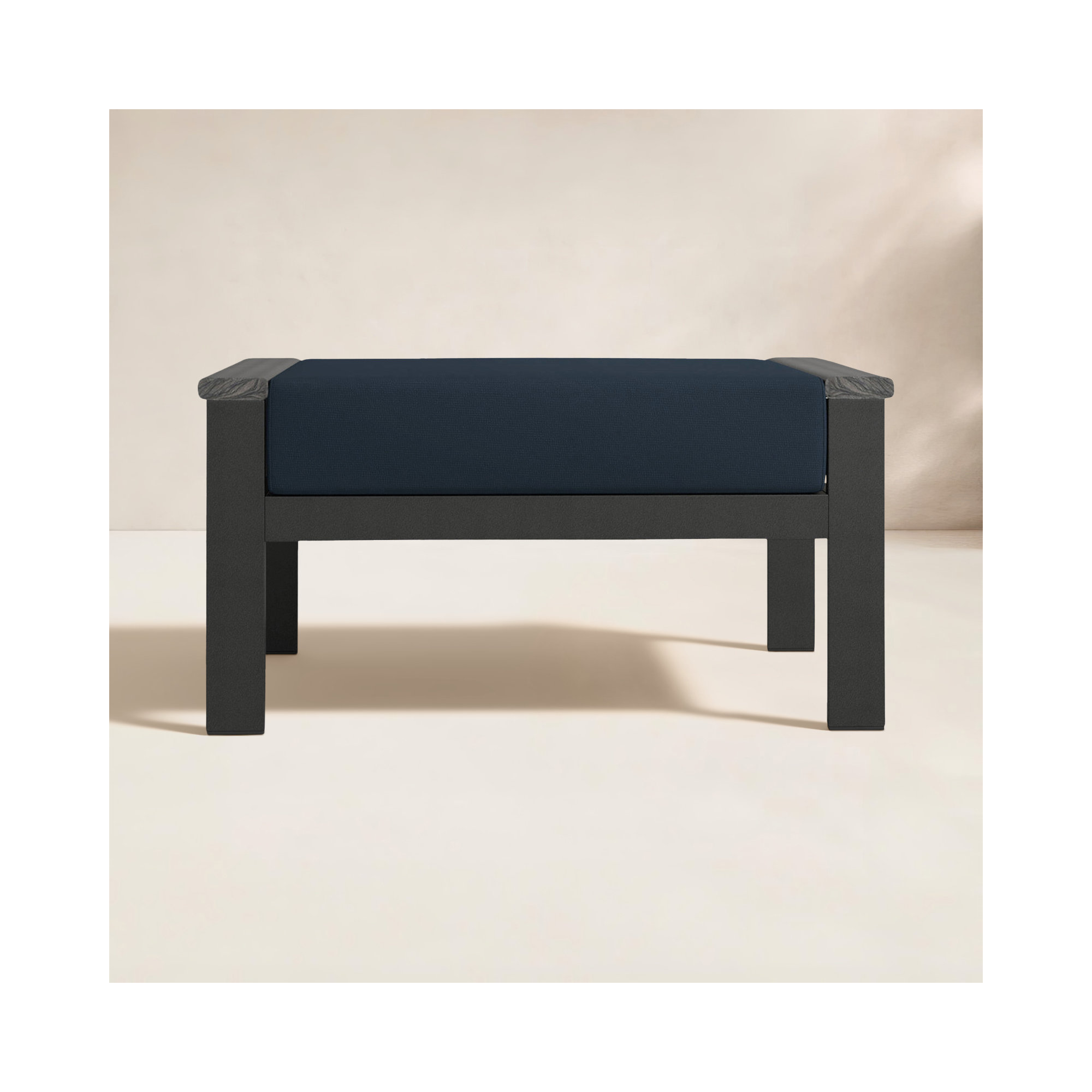 Townsend Outdoor Ottoman with Sunbrella Cushions, Canvas Navy Sunbrella® Canvas