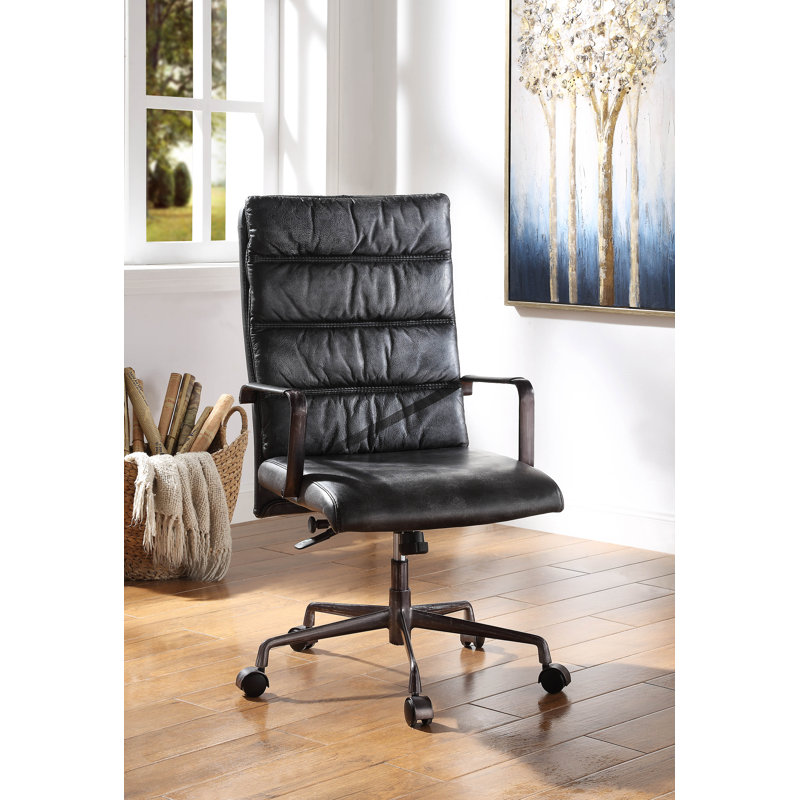 Fauteuil de direction Indraj, Noir brossé