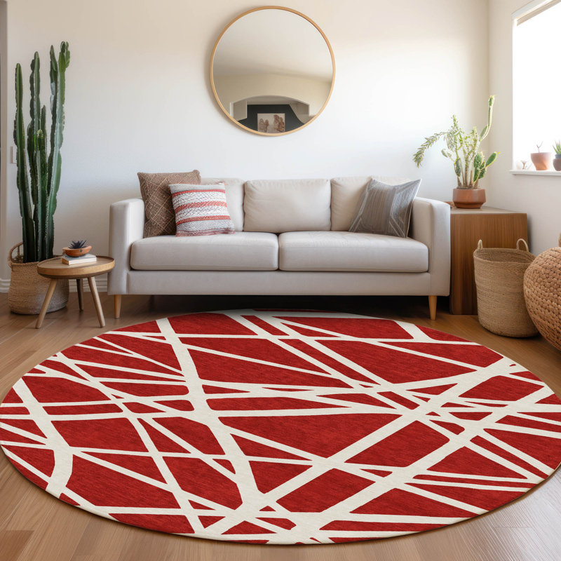 Tapis intérieur / extérieur rouge Zephina , 2 pi 6 po x 3 pi 10 po