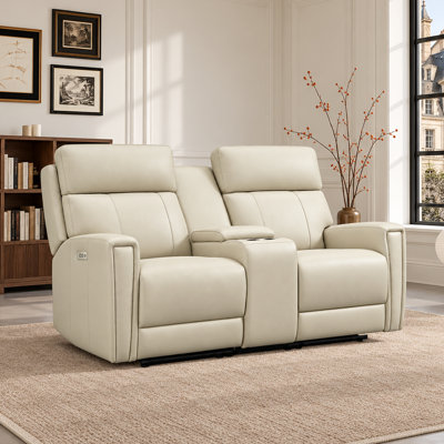 Causeuse inclinable en cuir véritable Ruddie