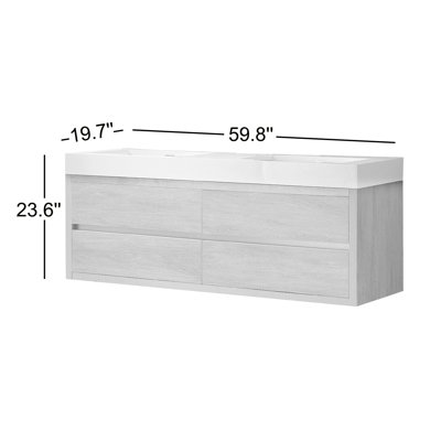 Ensemble de meuble-lavabo mural double 60 po