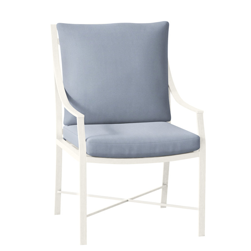 Monaco Patio Dining Armchair with Cushions, Slate Gray, Arbor Chambray Dove Sunbrella®, Welt