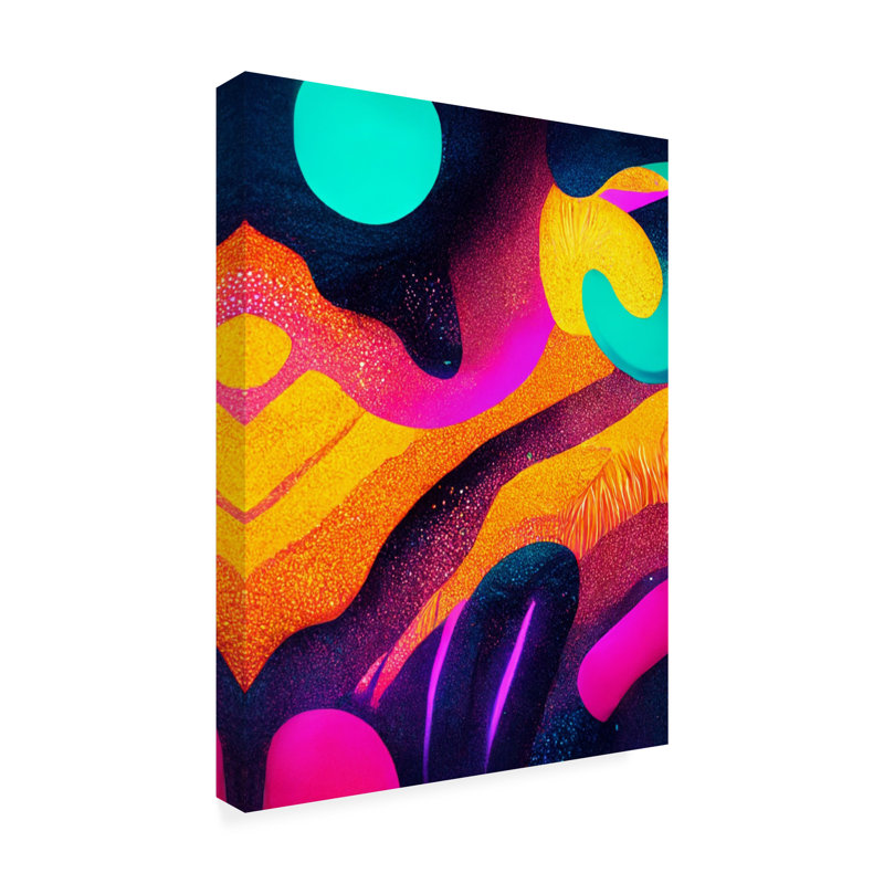 Art mural sur toile tendue - Motif de jungle «Wumples 07» pour décoration de salon, de chambre à coucher ou de bureau - 35 x 47
