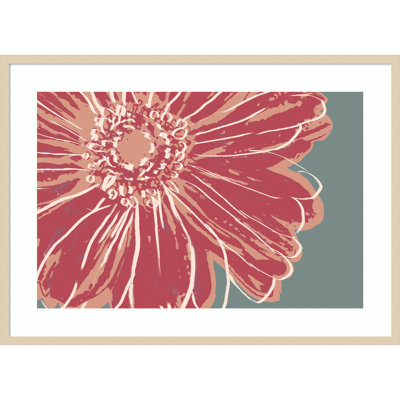 Flower Pop Sketch IV Red by Marie Elaine Cusson Wood Framed Wall Art Print