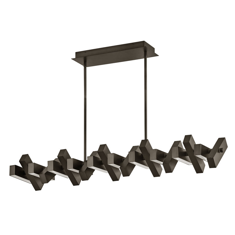 1 - Light Kitchen Island Rectangle Chandelier, Painted Black Oxide