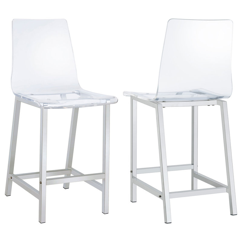 Tabouret de bar et de comptoir Anca, Transparent, Tabouret de comptoir (assise de 24 po de hauteur)