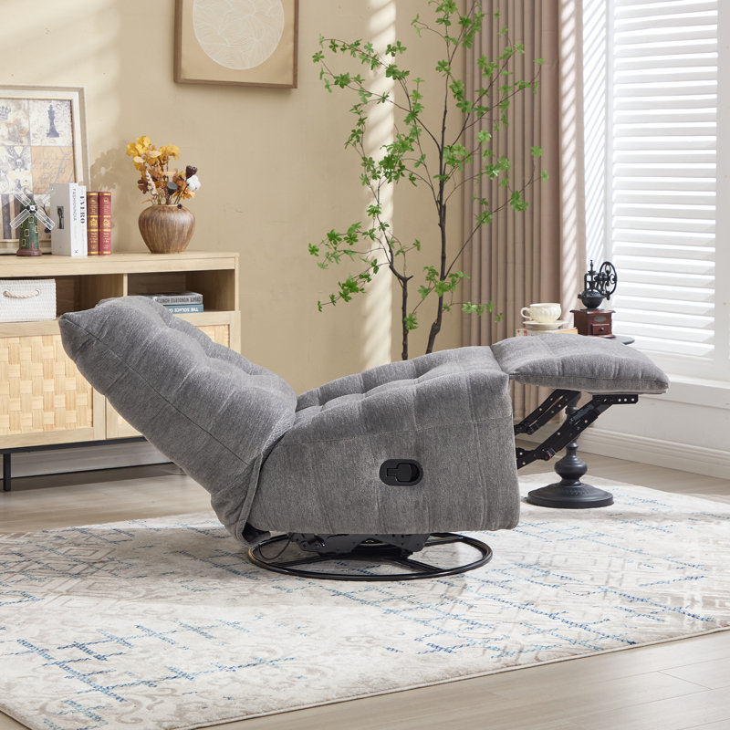 33.1" Wide Modern Comfortable Chenille Swivel and Glider Manual Recliner (Set of 2), Gray