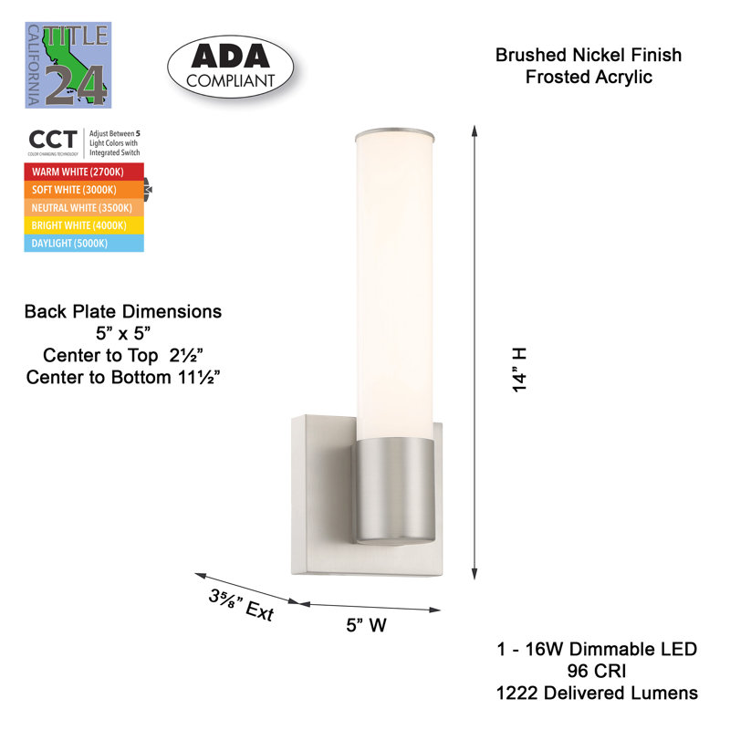 Camodeca Steel LED Armed Sconce, Brushed Nickel