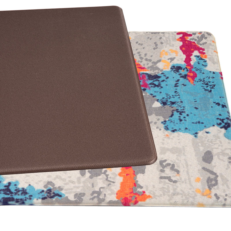 Tapis anti-fatigue sur pied Thorsby, Bleu/rose, Rectangle 1 pi 6 po x 3 pi 11 po