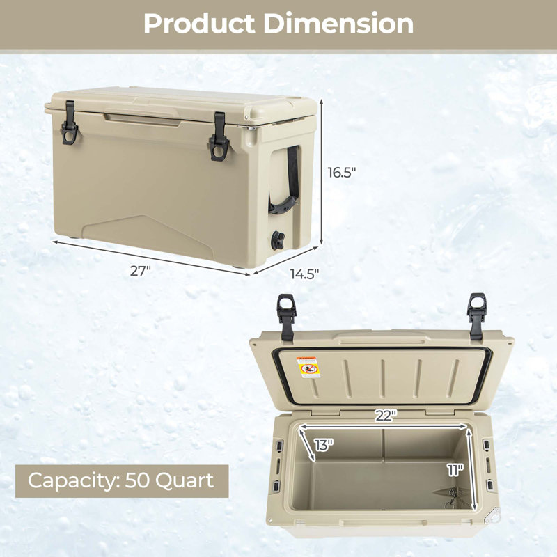 Glacière Costway 50 Quarts, Brun clair