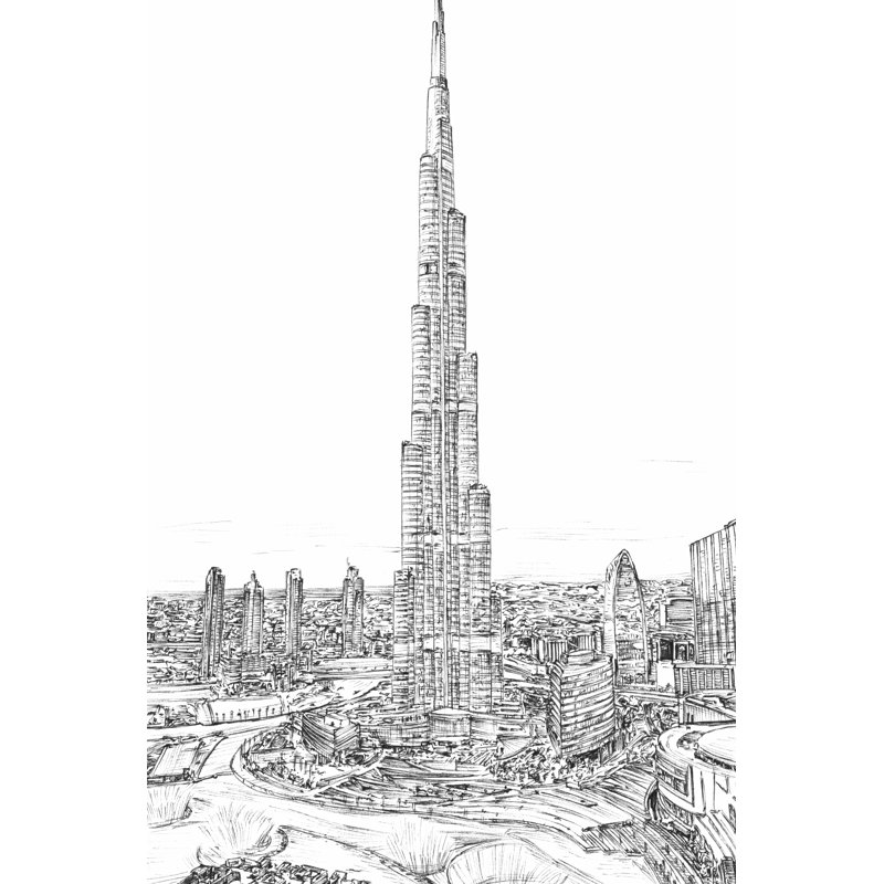 Dubai In Black And White II by Melissa Wang - Wrapped Canvas Print, 91cm H x 61cm W