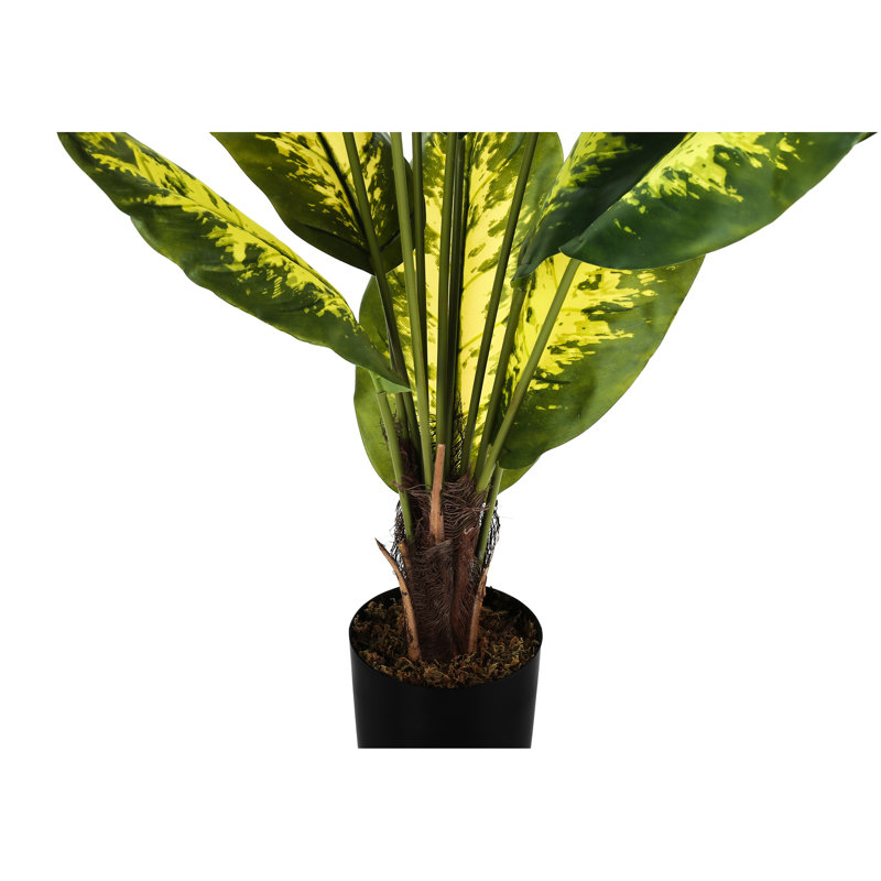 47 po Haut, faux feuillage persistant, plante décorative d'intérieur avec feuilles en pot noir, verdure de plancher précieuse
