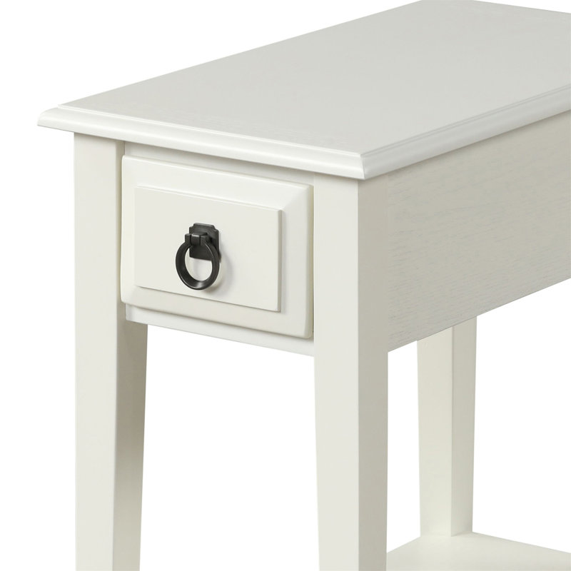 Table d'appoint blanche à 1 tiroir avec tablette