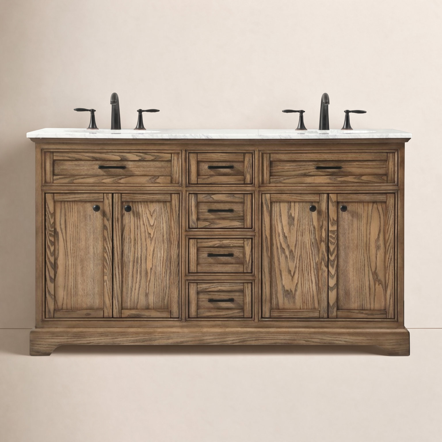 Hermes 60'' Double Bathroom Vanity, Driftwood