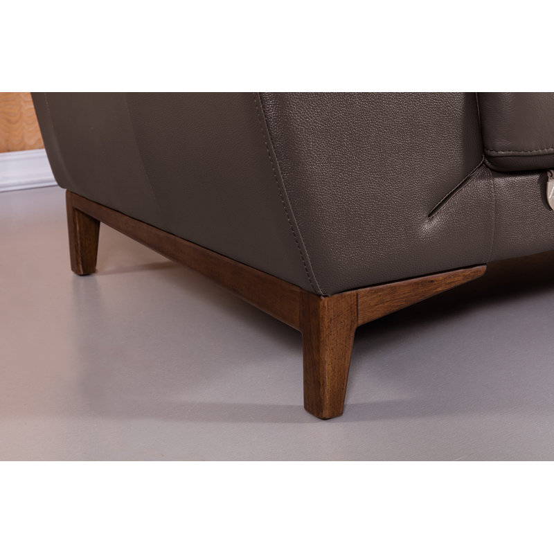 Stengel 37" Wide Top Grain Leather Armchair, Taupe Genuine Leather