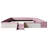Queen Size Velvet Upholstered Daybed with Stairs & Gas Lift Storage Ottoman, Contrast Color, Padded Guardrails, Pink+White-324897677-324897671