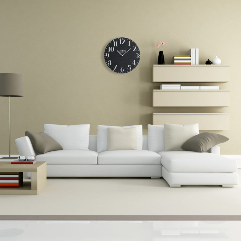 London Solid Wood Wall Clock, Matte Black