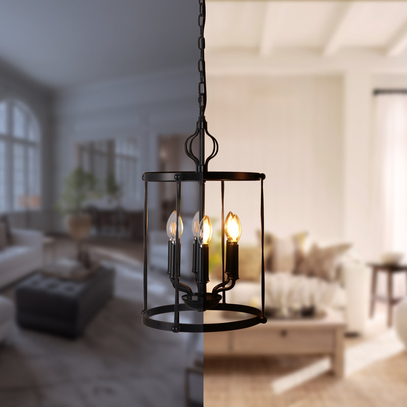 Lustre campagnard en métal noir rustique 6 lumières pour îlot de cuisine, salle à manger, entrée sans ampoules