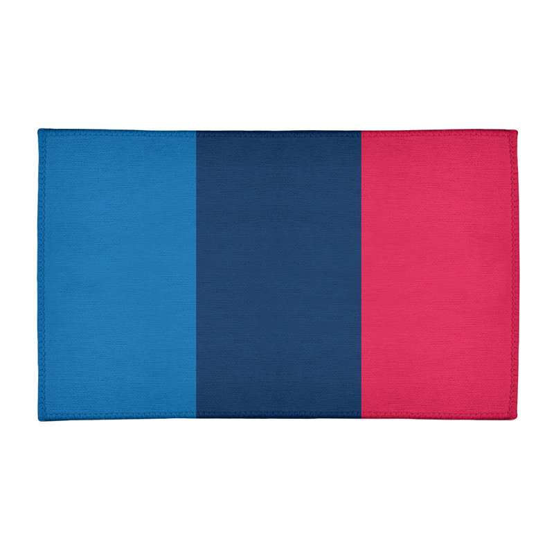 Tapis bleu/marine/rouge rayé, Rectangle 3 pi x 5 pi