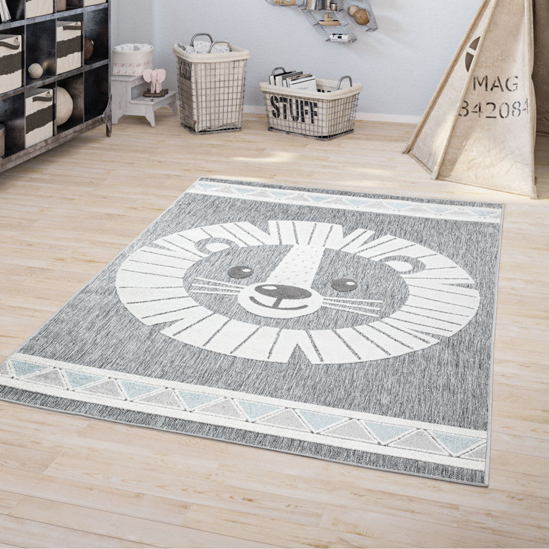 Tapis de jeu pour enfant Happy Lion, Rectangle 4 pi 7 po x 6 pi 7 po