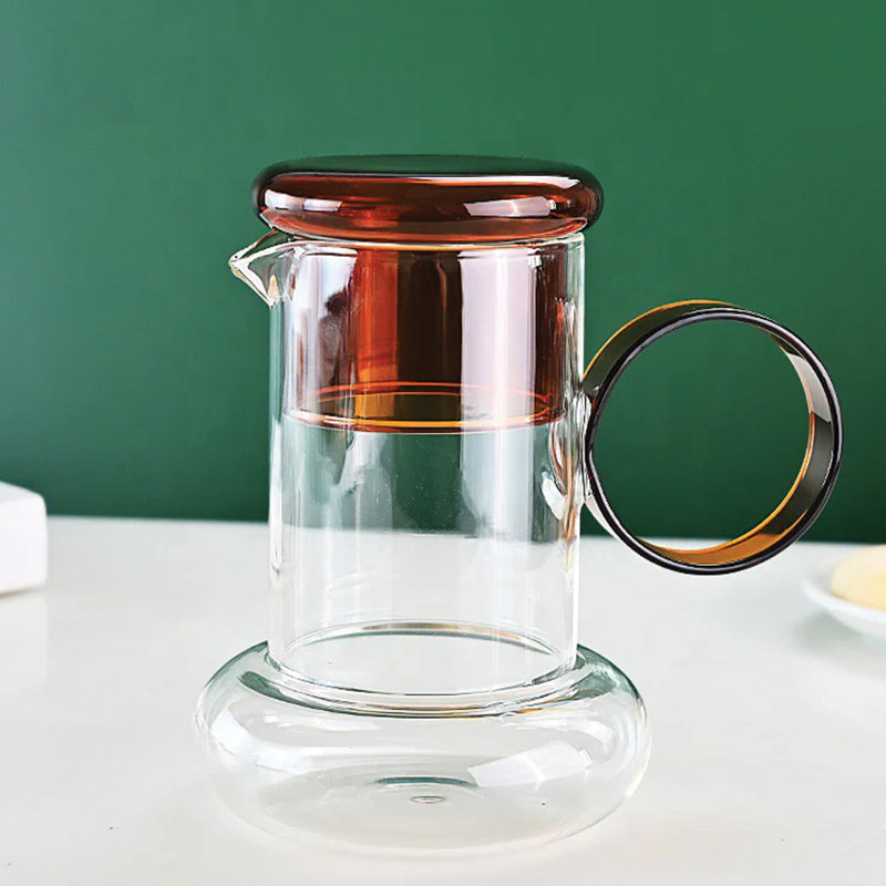 Amber Ring Pitcher Drinking Set – Borosilicate Glass, 23 Oz