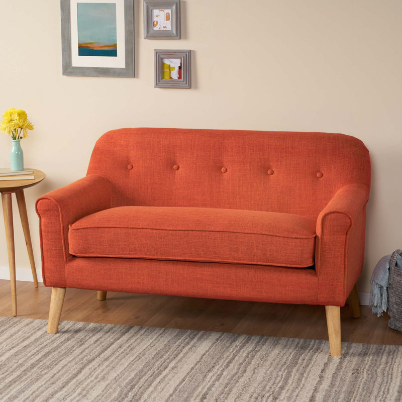Decato 51.5" Tuxedo Arm Loveseat, 31.25" H x 49.75" W x 29.5" D, Muted Orange Polyester