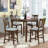 5 Piece Dining Table Set, Wooden Dining Square Table Set for 4, Counter Height Kitchen Table Set with Square Table and 4 Upholstered Chairs for Small Space, Walnut-212336750