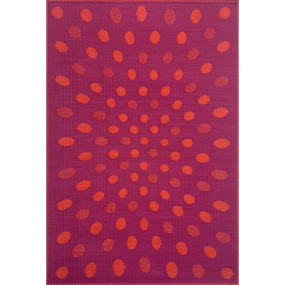 Crazy Polka Dots Outdoor Mat, Orange & Red, Reversible Mat For Patio, Porch, Deck, Floor Mat