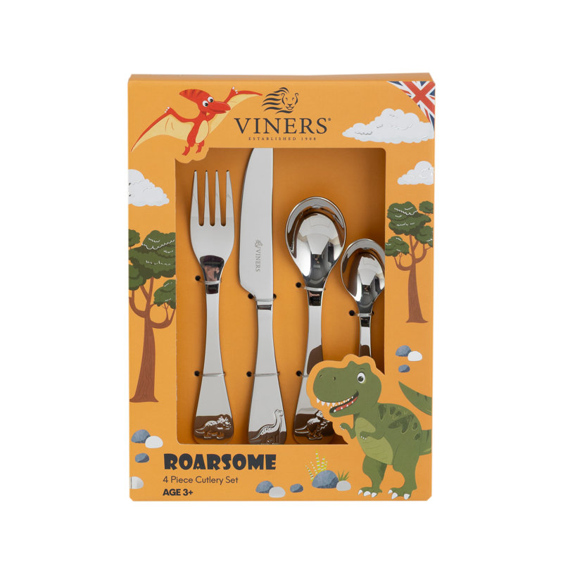 Viners Dinosaur 4pc Kids Cutlery Set