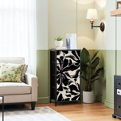 4 Drawer Dresser for Bedroom, Narrow Chest of Drawers, Wooden Top and Study Iron Frame 18"x37.5"-(WxH)
