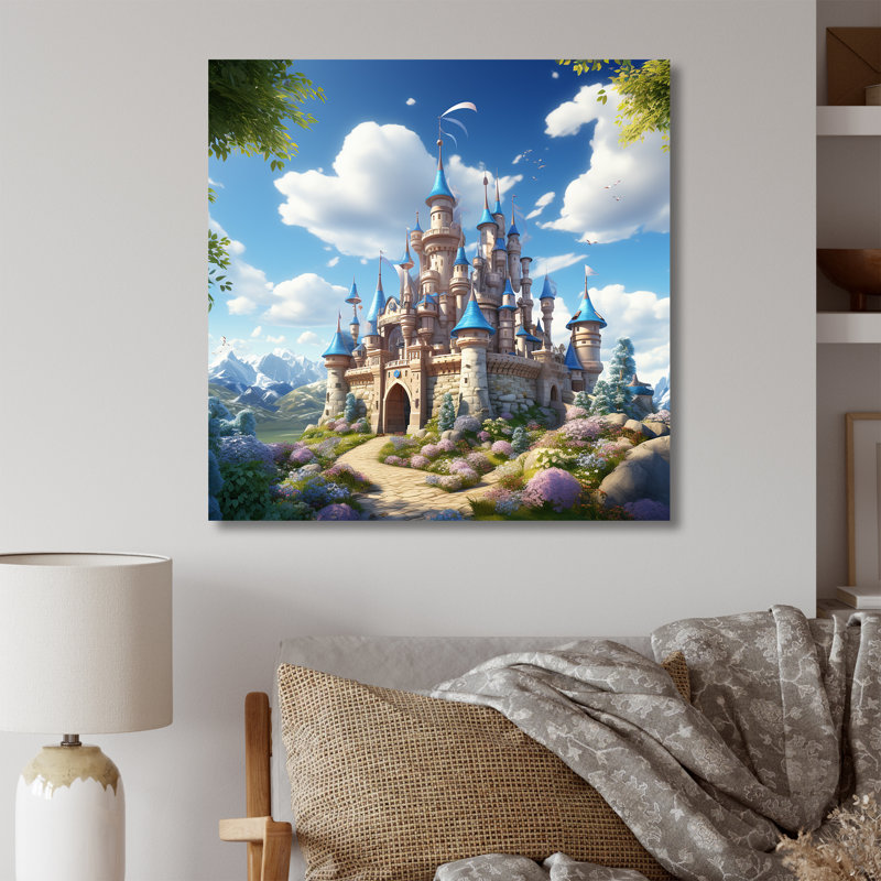 Princesse, château magique, rêves III, art mural, H 30 po x l 30 po x P 1,5 po, Toile tendue