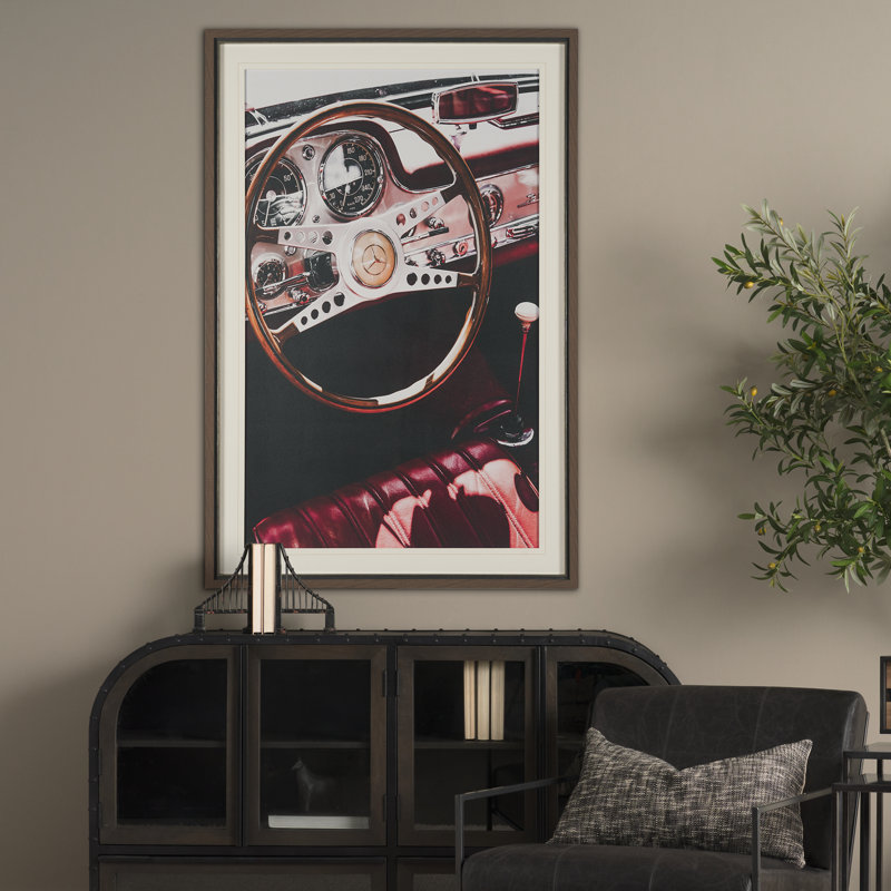 Vintage Harice par Magda Izzard, reproduction d'art encadrée sous verre, 41.5L x 1.5W x 61.5H, Voiture rétro