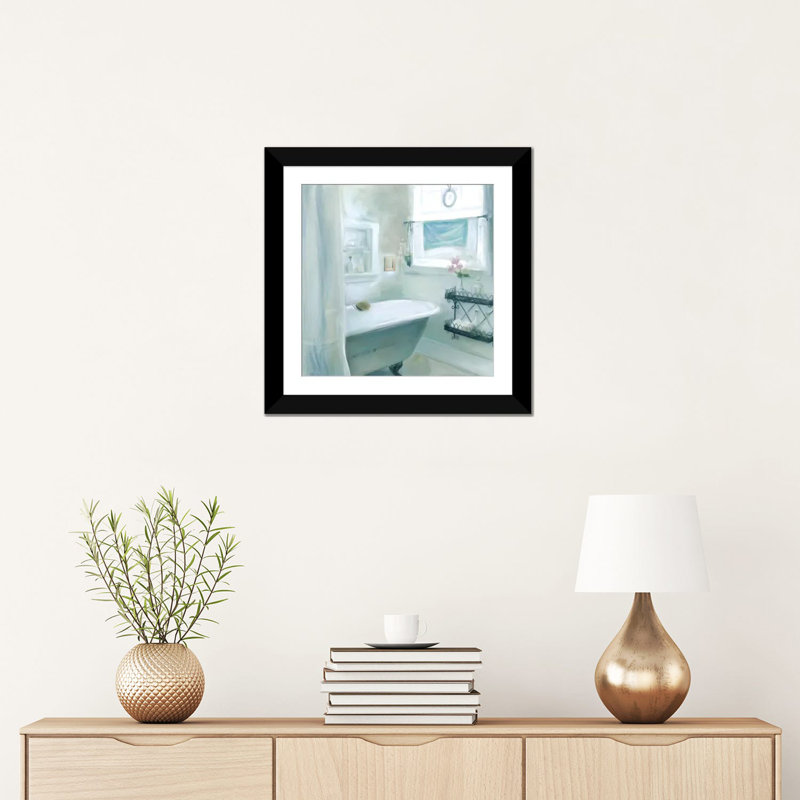 «Tranquility», reproduction sur toile, H 16 po x l 16 po x P 1 po, Papier d'art encadré noir, Blanc