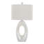 Lampe de table en polyrésine de 29 po Pearl en polyester blanc mat, coquille naturelle et abat-jour en lin blanc - ensemble de 2