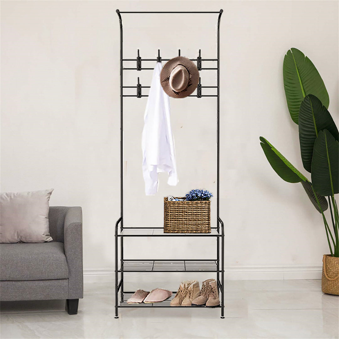 Iron 8 - Hook Freestanding Coat Stand Storage