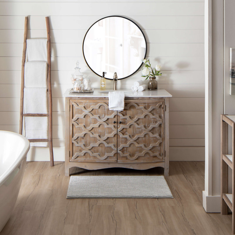 Tapis pour salle de bain Wagnon, Argent, L 20 po x L 34 po