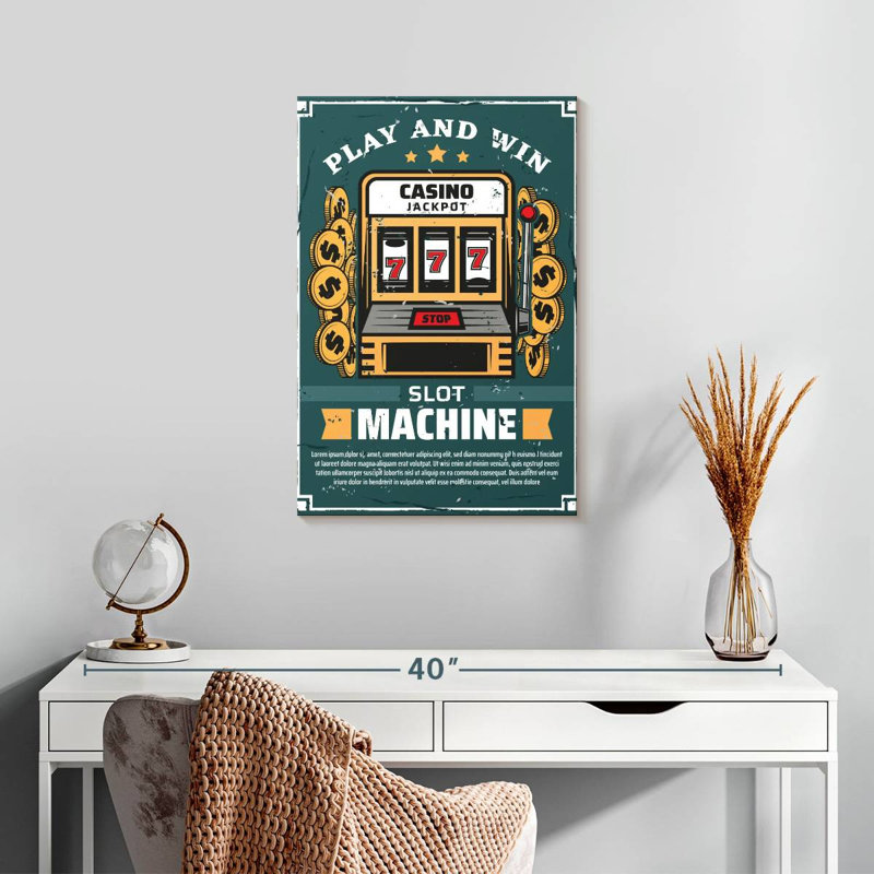 Senne Play And Win Slot Machine, 24" H x 16" W