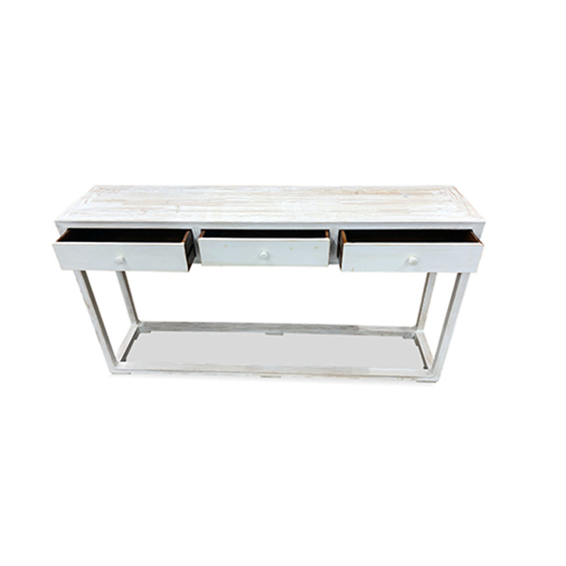White Wash 3 Drawers Console Table