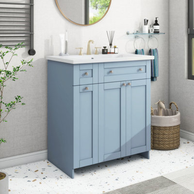 18.09 " W Single Vanity Bathroom Vanity With Resin Top