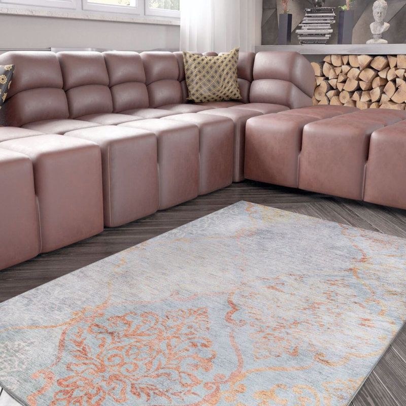 Luxurious Machine Washable Area Rug, 4.9 x 7.5 Feet, 100% Polyester, 1850 g/m², Pile Height: 0.2 inches | Eco-Friendly Recycled Poly Cotton Backing | Perfect for Living Room & Bedroom, Soft and Durable Design