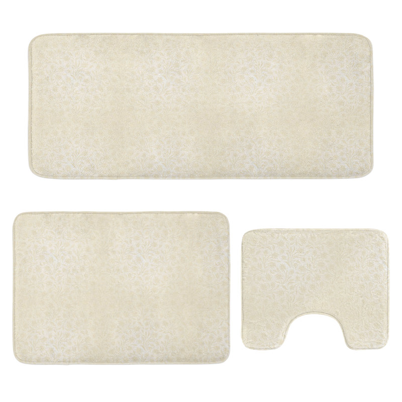  Ensemble de tapis de salle de bain ivoire ivoire et tapis rectangulaires 3 pièces