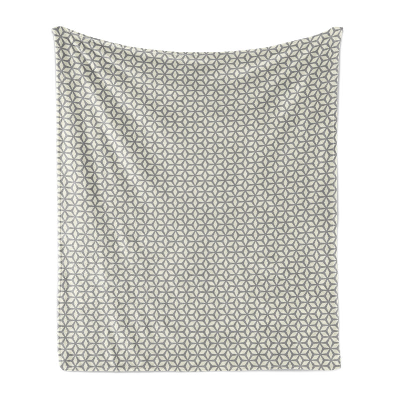 Ambesonne Geometric Fleece Throw Blanket Rhombus Star Pattern Ivory and Grey, 60" W x 80" L