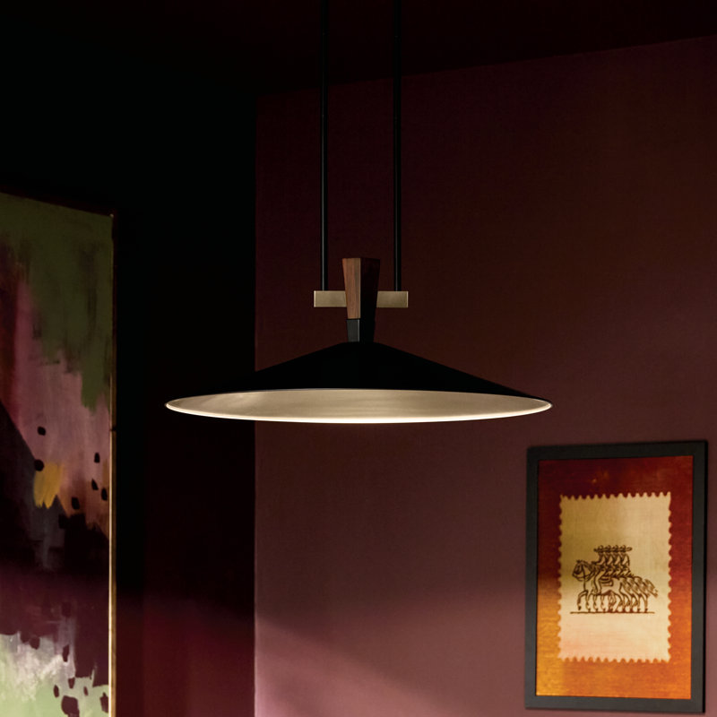 Tenon 28" 1-Light LED Pendant in Black, 11" H x 28" W x 28" D, Black