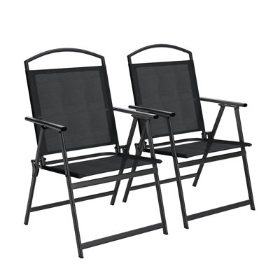Ecolounge Mid-Century Modern All-Weather Wicker Outdoor Folding Armchair（Set of 2） – Space-Saving, 300 lbs Capacity, Portable Patio Dining Chairs