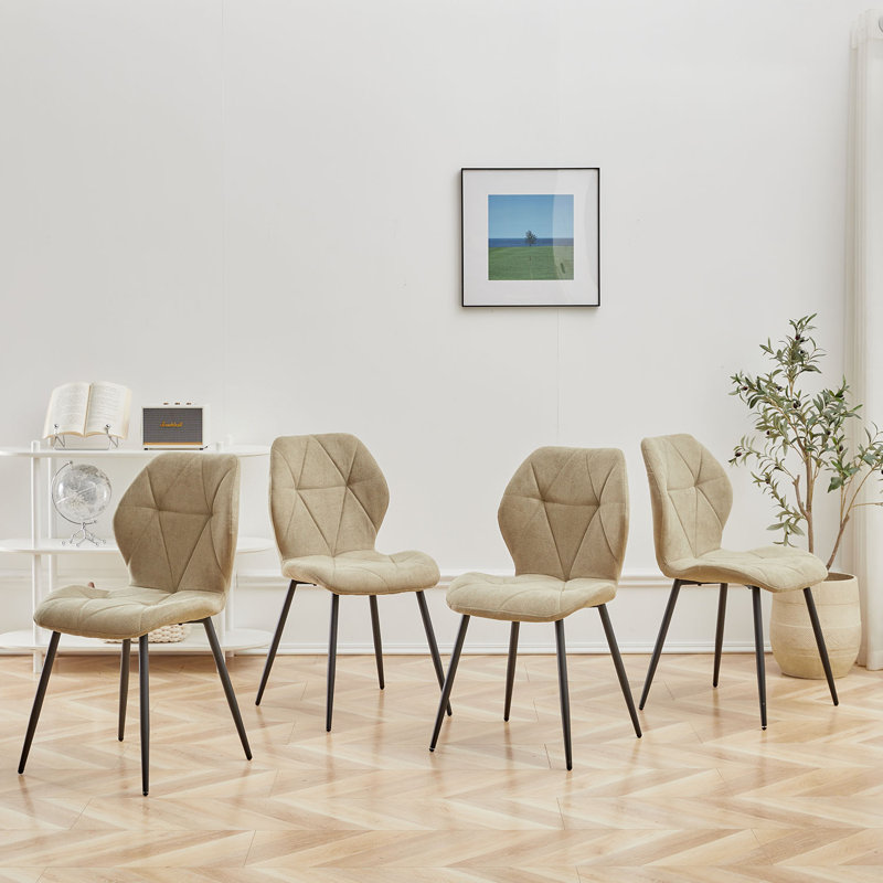 Miko 50cm H Velvet Upholstered Metal Side Chair, Cream
