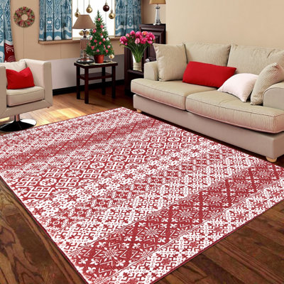 Howlond Christmas Decorative Washable Area Rug With Non-Slip Backing