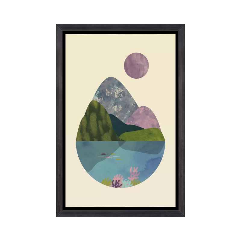 " Summer " by Flatowl, Distressed Black Framed Canvas, 26" H x 18" W x 1.5" D