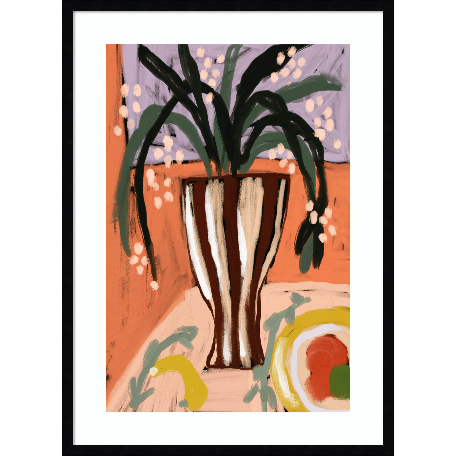 Floral Still Life No 3 by Treechild Wood Framed Wall Art Print, Black, 33" H x 24" W